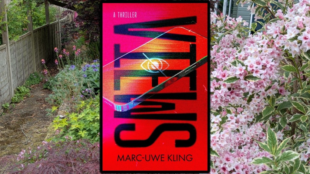 Views by Marc-Uwe King on a garden background featuring a varigated weigelia in bloom
