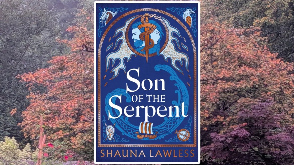 Son of the serpent ny Shauna Lawless book cover on an autumnal tree background